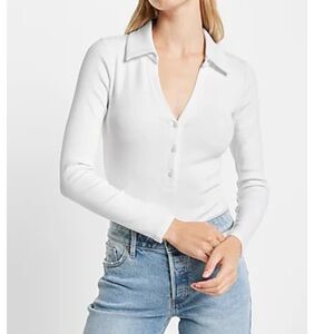 Express white collared bodysuit size Large